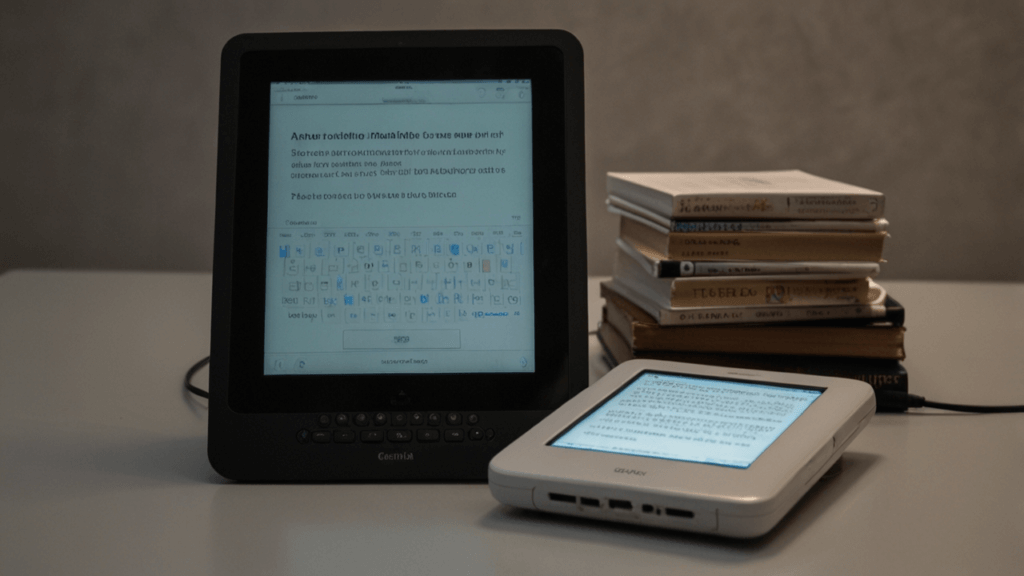 Ebooks collection with digital reading and electronic publishing technology