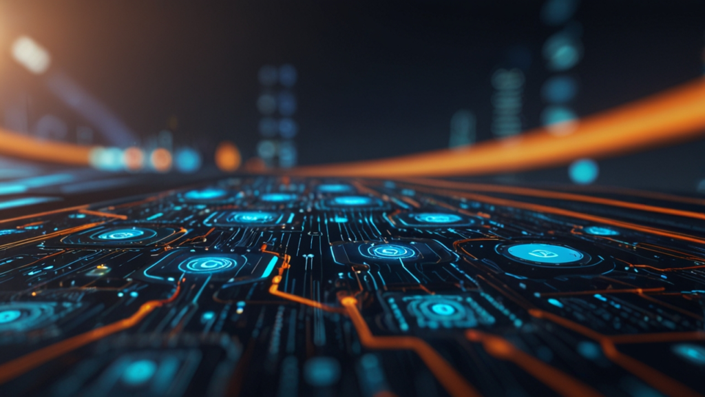 Advanced automation center with hyperautomation platforms managing complex workflows, AI decision trees, and end-to-end process optimization displays