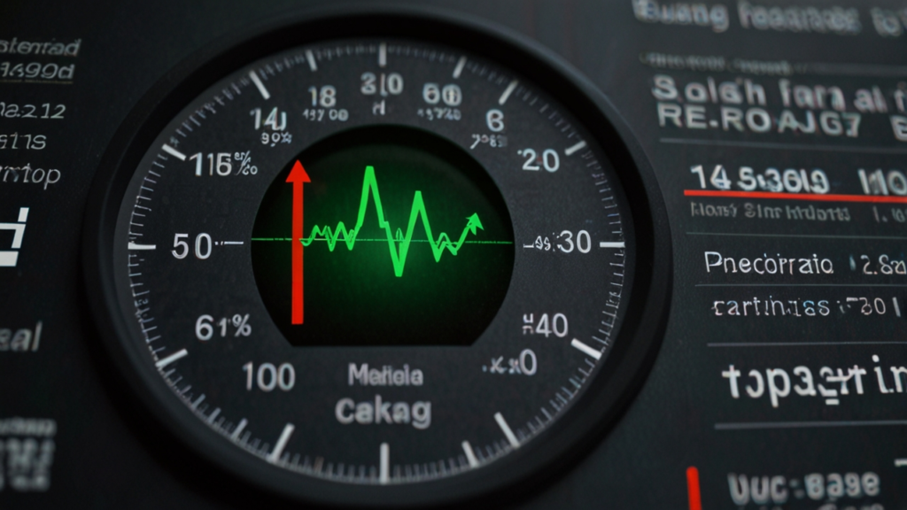 Professional analytics workspace with industry performance dashboards, benchmarking charts, and competitive analysis displays showing key metrics