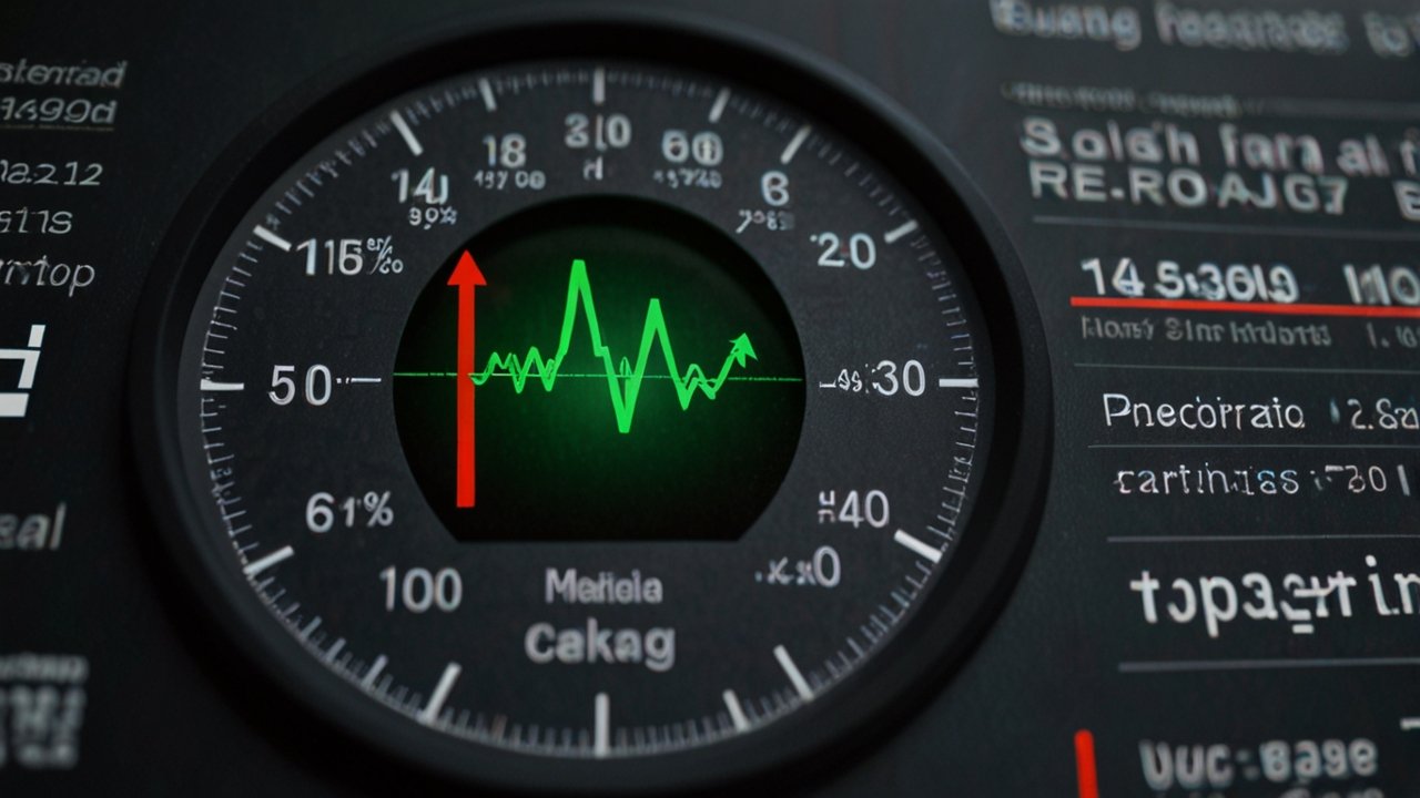 Professional analytics workspace with industry performance dashboards, benchmarking charts, and competitive analysis displays showing key metrics