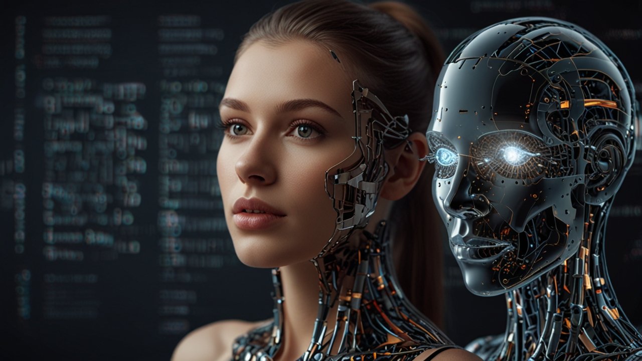 Advanced AI research laboratory with quantum computers processing language models, neural network visualizations, and performance optimization graphs on holographic displays