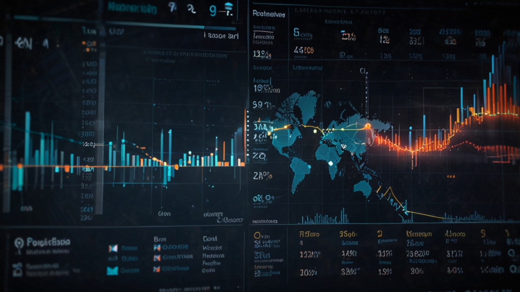 High-tech monitoring center with real-time analytics dashboards showing live data streams, instant alerts, and dynamic performance metrics across multiple screens