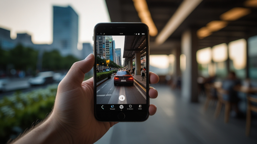 Modern smartphone with advanced camera system displaying photography features, lens arrangements, and computational photography interfaces in studio lighting