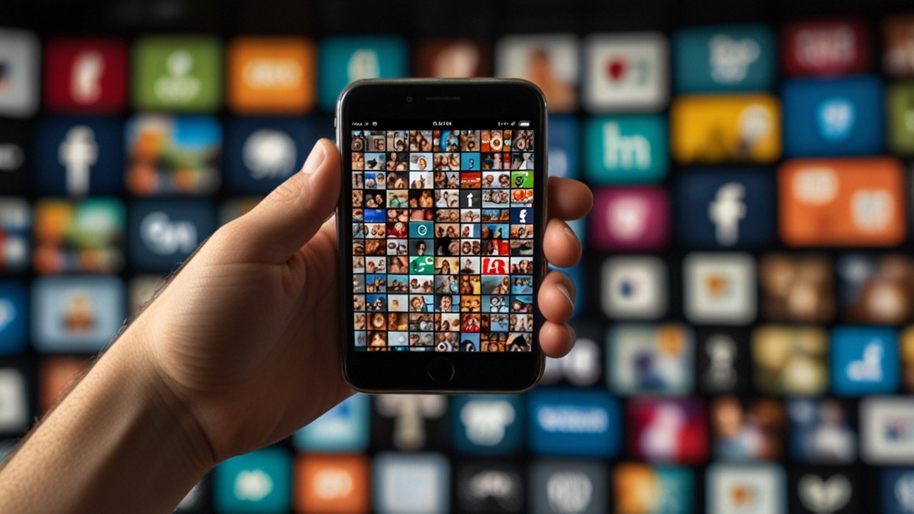 Creative video production studio with content creators filming viral videos, engagement analytics displays, and social media trend monitoring systems