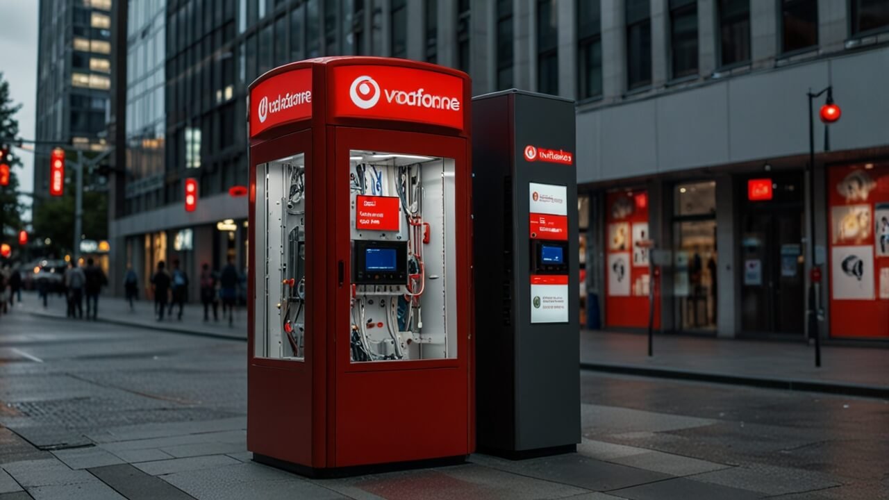 Vodafone network infrastructure with telecommunications and mobile connectivity services