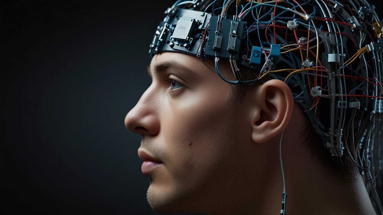 Advanced neurotechnology laboratory with brain-computer interface equipment, neural signal processing displays, and medical breakthrough demonstrations