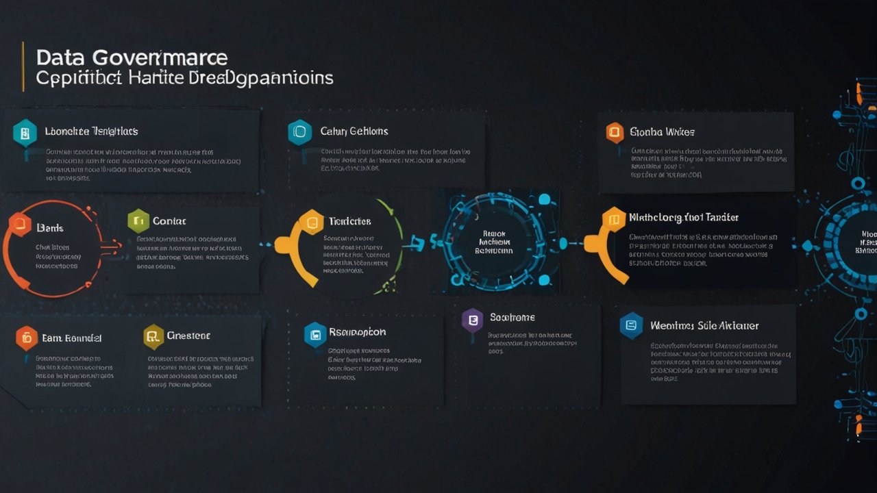 Professional data governance center with information management systems, compliance monitoring, and privacy protection frameworks