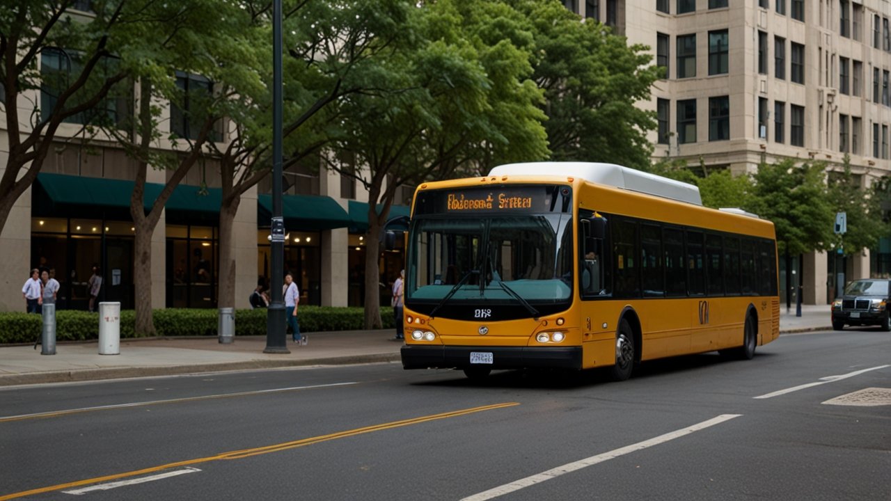 Modern electric bus depot with zero-emission vehicles, charging infrastructure, and sustainable public transportation systems