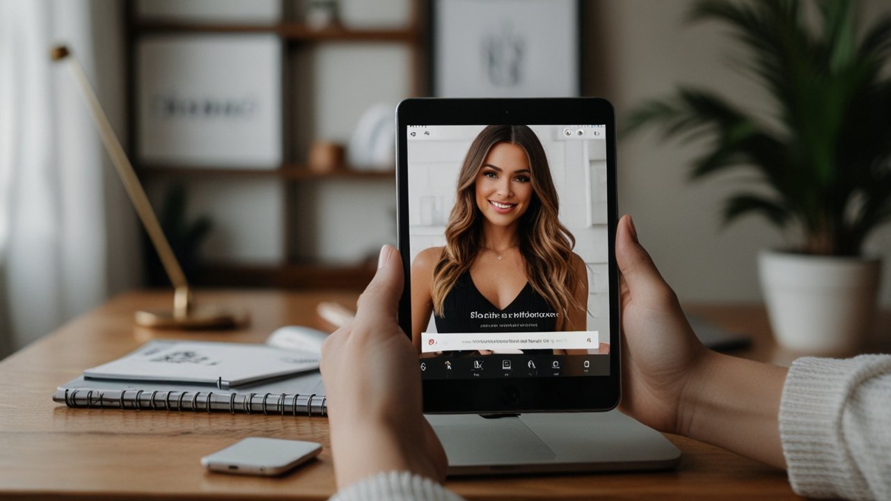 Dynamic influencer marketing studio with content creation tools, audience analytics, and brand partnership management systems