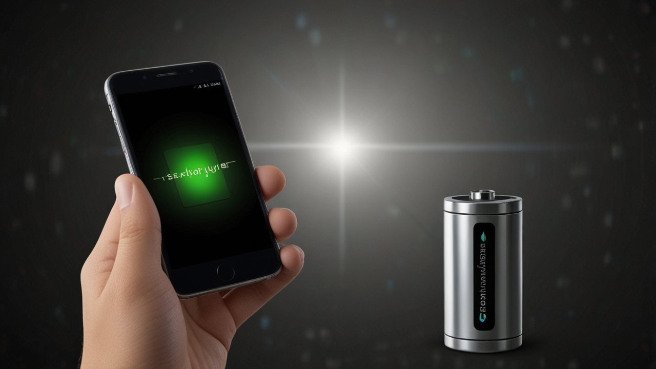 Modern smartphone battery testing laboratory with power management systems, energy optimization technology, and battery efficiency displays