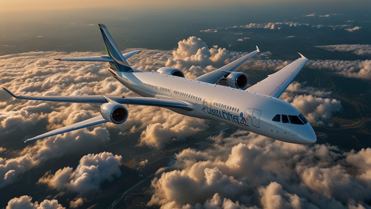 Modern sustainable aviation fuel facility with biofuel production systems, green aviation technology, and carbon reduction monitoring