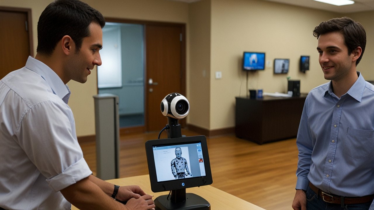 Modern telepresence robot demonstration with remote interaction capabilities, virtual presence systems, and distance collaboration technology