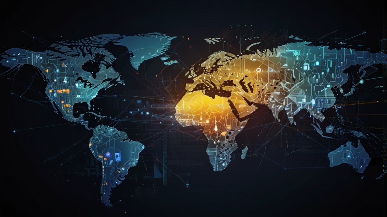 Modern tech news newsroom with real-time technology reporting, innovation tracking displays, and industry development monitoring systems