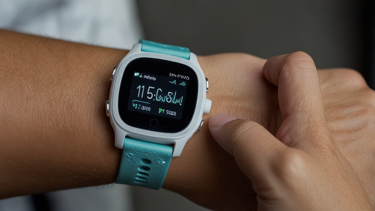 Advanced medical wearables laboratory with health monitoring devices, biometric tracking systems, and clinical analytics displays