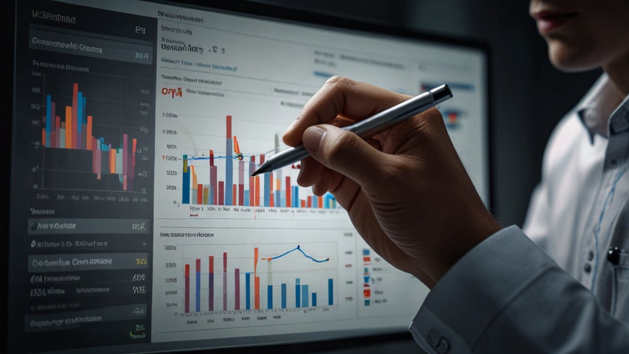 Professional HR analytics center with workforce intelligence dashboards, employee performance metrics, and talent optimization displays